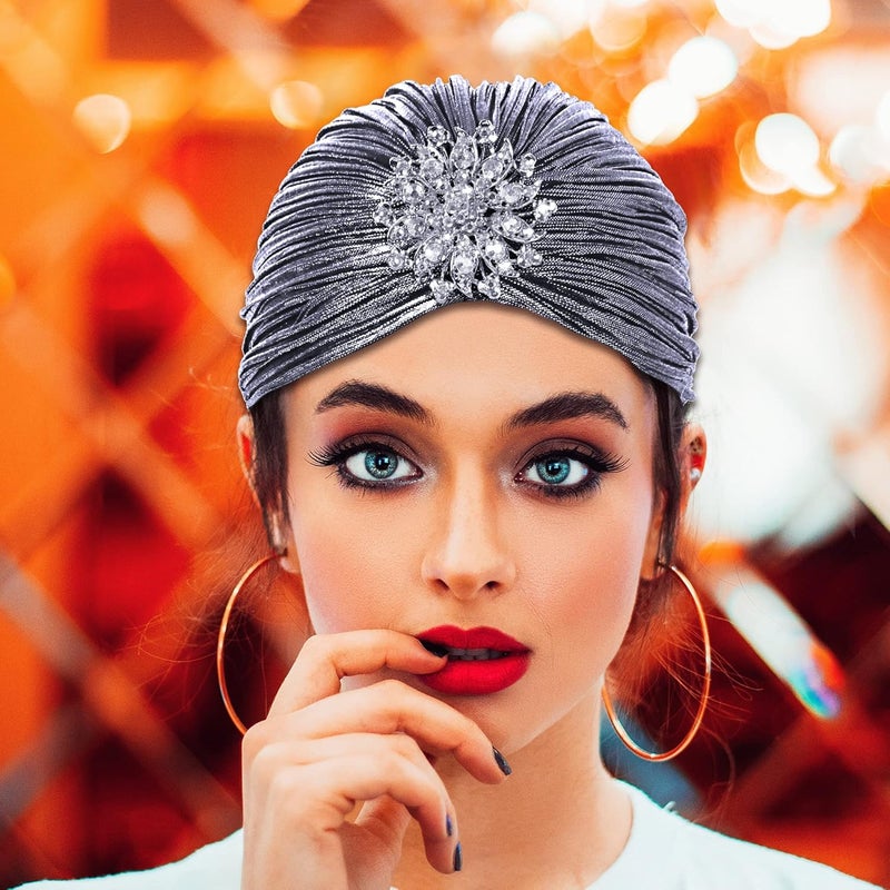 CROWN GUIDE 1920s Gatsby Headpiece Crystal Roaring 20s Costumes Accessories Flapper Cap Exotic Hair Wraps - Image 4